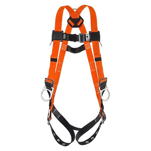 Miller T4507 Titan II positioning harness with hi-viz orange webbing, back and side D-rings
