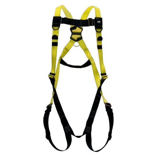 Miller H100 full body harness H1111002 with hi-vis yellow webbing and mating chest and leg buckles