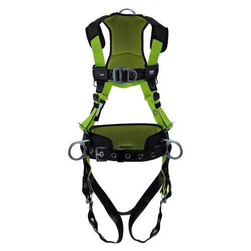 Miller H500 Construction Comfort harness H5CC311123 in black with steel front, side, and back D-rings