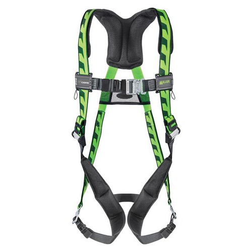Miller AirCore premium breathable harness AC-QC in green with quick connect buckles, front view