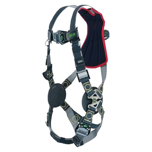 Miller Revolution arc-rated harness RKNAR-QC in black with Kevlar Nomex webbing and red arc-rated binding