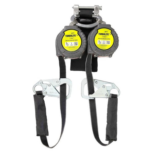 Miller TurboLite+ twin tie-back personal fall limiter MTL-OTB2-64/9FT with miller 5k locking snap hooks, zinc-plated steel