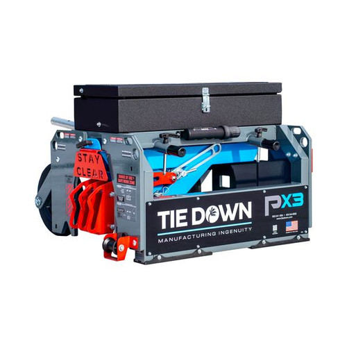 Tie Down PX3 Penetrating Mobile Fall Protection Cart, 5 Workers, SKU 72810, Tie Down PX3 72810 penetrating mobile fall protection cart, grey and blue, front view