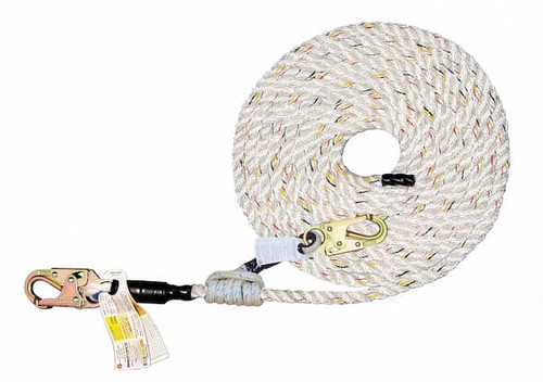 50' 3-Strand Value Lifeline + 4015-V Rope Grab & 3600lb Snap-hook
