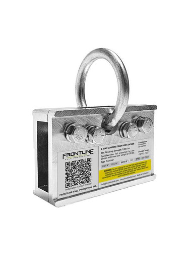 Frontline RO2W two-way standing seam roof anchor with clamp body and D-ring