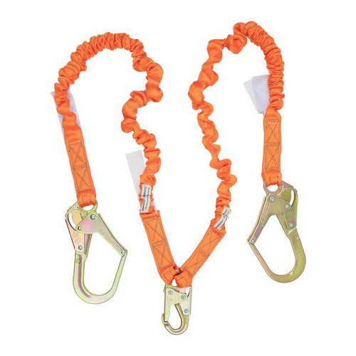 Close-up of the Malta Dynamics C5117 lanyard self-locking steel snap hook with 3,600 lb gate