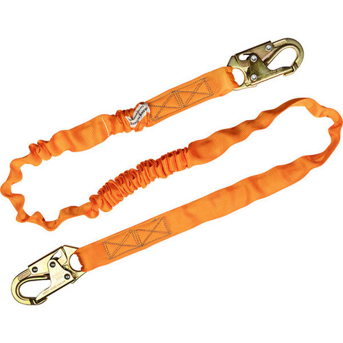 Close-up of the Malta Dynamics C5004 lanyard self-locking steel snap hook with 3,600 lb gate