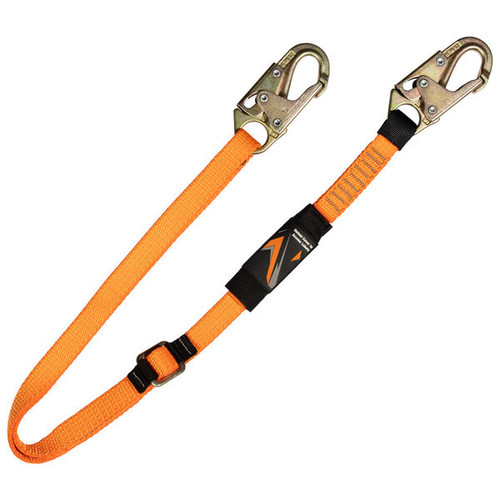 Close-up of the Malta Dynamics C5200 lanyard self-locking steel snap hook with 3,600 lb gate
