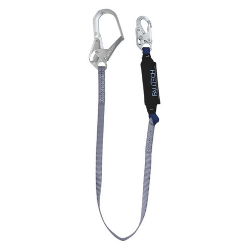FallTech 82563 6' ViewPack Single-Leg Rebar-Hook Lanyard, steel rebar hook