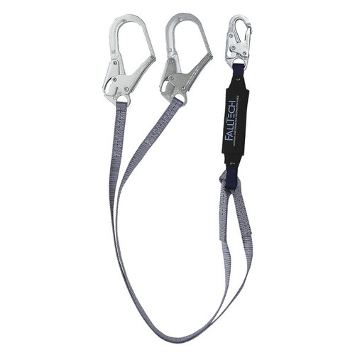 FallTech 826073 6' ViewPack Y-Leg Rebar-Hook Lanyard, steel rebar hook