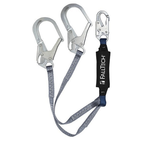 FallTech 8260734 4' ViewPack Y-Leg Rebar-Hook Lanyard, steel rebar hook