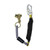 FallTech 8358LT hinged trailing rope adjuster with 3 ft FT Basic soft pack energy absorbing lanyard on white background