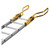 Guardian 10800 Safe-T Ladder extension clamps engaged on ladder side rails, quarter view
