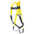 Miller 850 full body harness with hi-vis yellow webbing, friction buckle shoulder straps and mating buckles