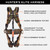 Malta Hunting Hunter's Elite Tree Stand Harness Kit - front callout of padding, shock absorbing tether, impact fall indicator, MOLLE belt webbing and deer drag loop
