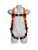 Frontline 100VTB-UN-4D Combat Economy 4 D-ring full body positioning harness, front view with front sternal and side hip D-rings and high-visibility orange webbing