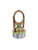 Frontline MEGA Swivel 10K anchor and weld-on puck combo, angled front-side view showing the zinc plated D-ring and steel puck base