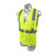 Side profile of the Malta Dynamics hi-vis yellow Class 2 field vest showing the reflective striping wrap