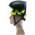 Malta Dynamics HTV0004 Shade 5 green toric face shield profile view showing the toric curvature and chin protector