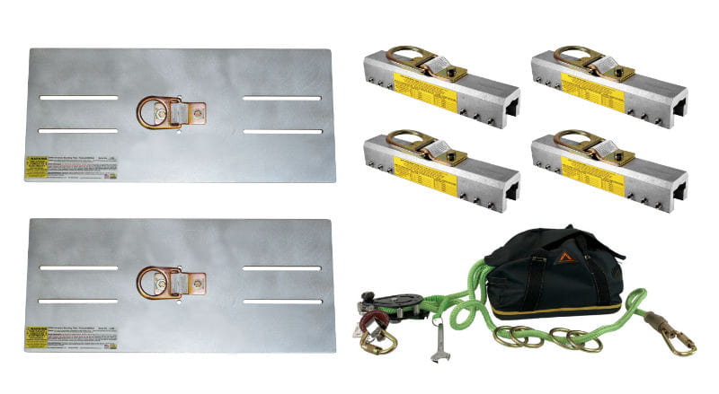 SSRA Horizontal Lifeline Kit | 4 SSRA1 Anchors | 2 SSRA3 Anchor Plates
