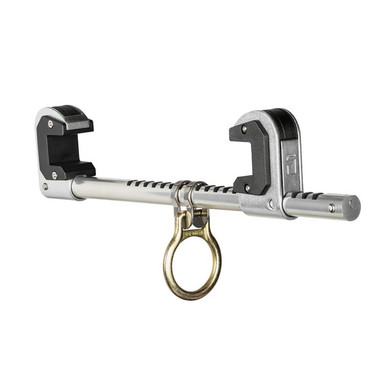 FallTech 7531 trailing beam clamp anchor with single-clamp adjustment and swiveling steel D-ring