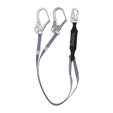 FallTech 8260733FT ViewPack Y-Leg Lanyard, 3 ft, Rebar Hooks