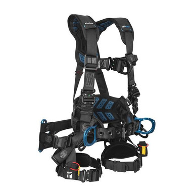 FallTech 8049QC Carbon FT-One Fit Tower 6D Tower Climber Full Body Harness, Quick-Connect Leg Ad