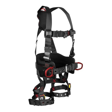 FallTech 8144B FT-Iron 3D Construction Belted Full Body Harness, Tongue Buckle Leg Adjustments
