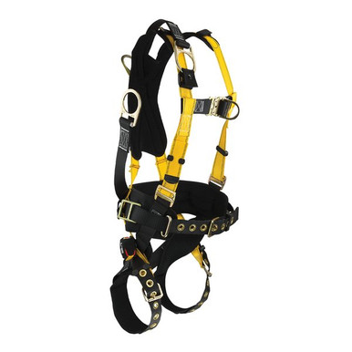 FallTech 8021FN Roughneck 4D Derrick Belted Full Body Harness with dorsal extension and restraint D-rings, no seat, with suspension trauma relief