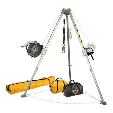 FallTech 7509TB 8 ft tripod kit with FT-R Arc Flash SRL-R, arc winch, and storage bags