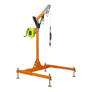 FallTech 5pc confined space davit system with 60 ft FT-R SRL-R, adjustable offset arm, and storage bags