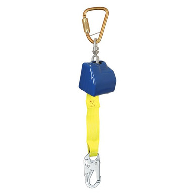 FallTech 8262 8' web retractor with steel snap hook and anchorage carabiner