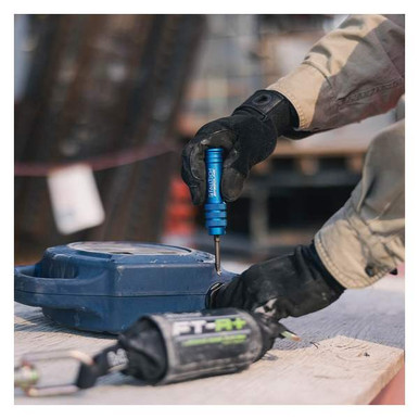 FallTech 5048 cable tool installing a SpeedLine replacement lifeline on an FT-R+ SRL; SRL sold separately
