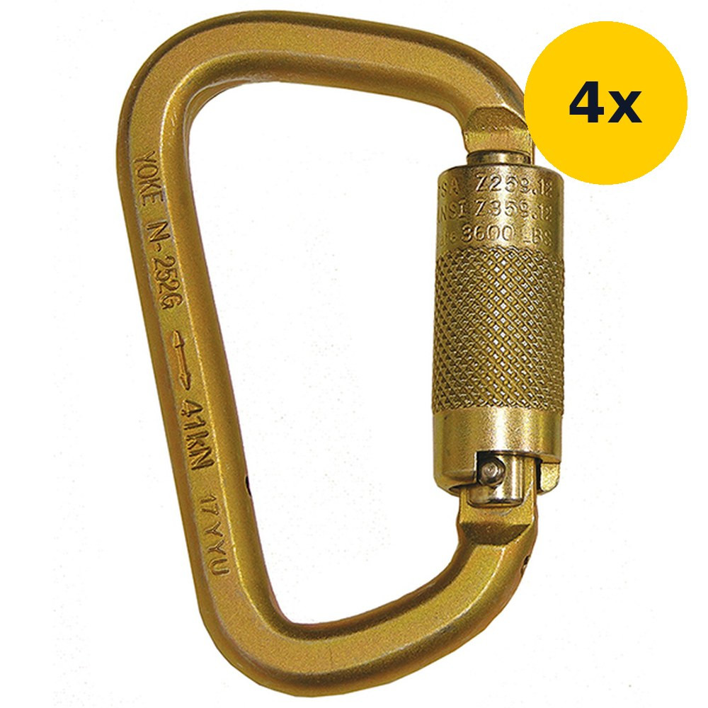 Super Anchor 5001-Z Steel Twist Lock Carabiner 4-Pack Super Anchor 5001-Z Steel Twist Lock Carabiner 4-Pack, four steel twist lock carabiners per order