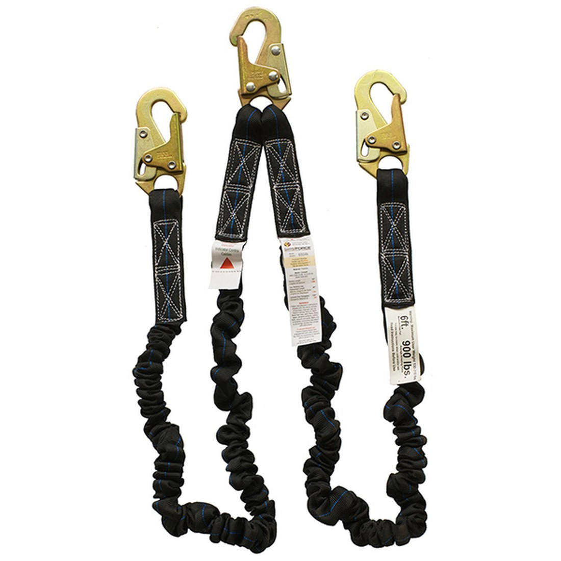 Super Anchor 6503 Double Leg Flex Lanyard, 3 Snaphooks Super Anchor 6503 Double Leg Flex Lanyard, 3 Snaphooks, double leg elastic lanyard for 100 percent tie-off