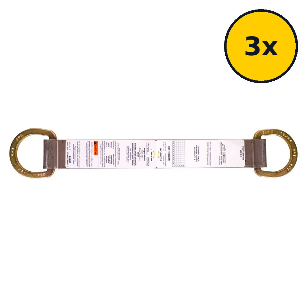 Guardian 00510 Ridge-It Roof Anchor 3-Pack Guardian 00510 Ridge-It permanent roof anchor 3-pack shown as one 18 in anchor with a 3x quantity badge