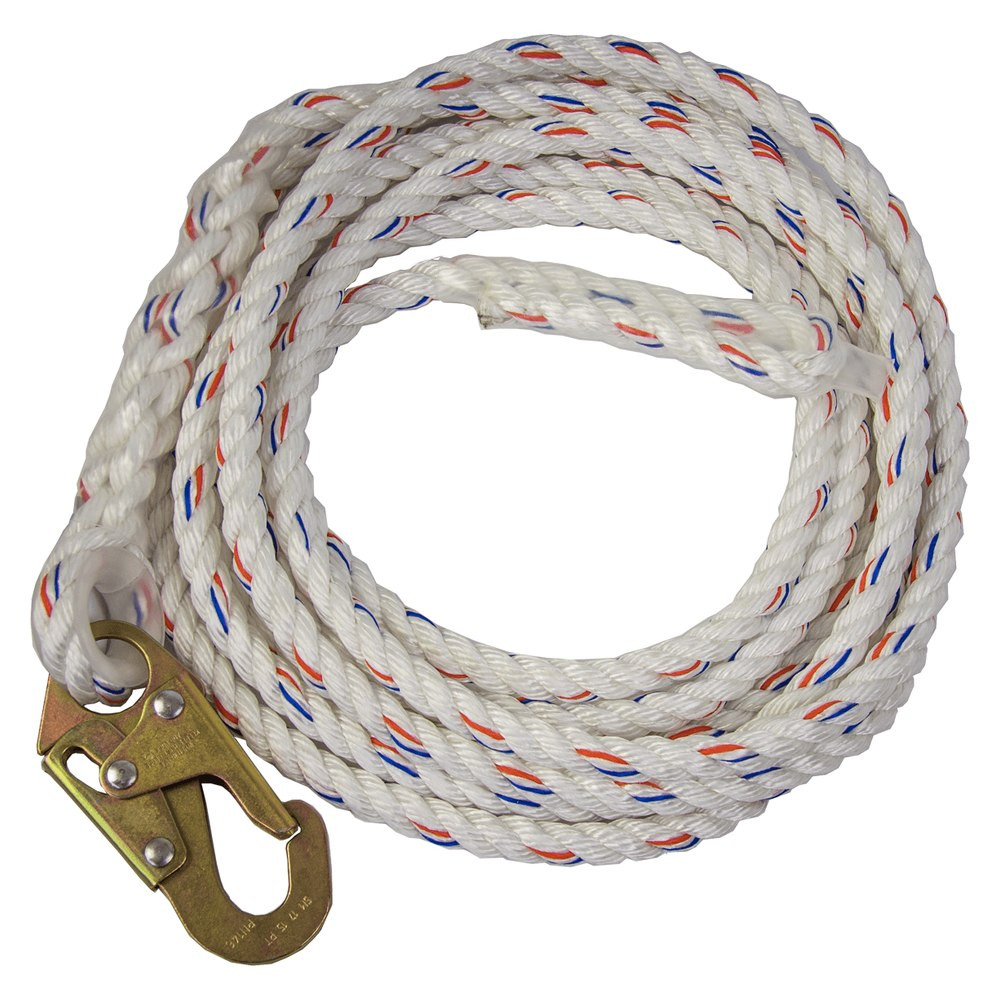 Guardian VL58 Polydac Rope Lifeline Guardian VL58 Polydac 3-strand rope lifeline 5/8 in with snap hook, available in 50, 75, and 100 ft lengths