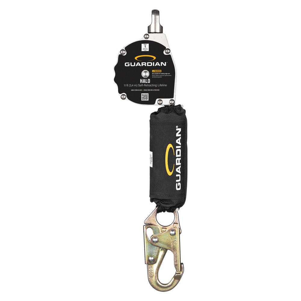 Guardian 10900 Halo 11 ft Class 1 web self-retracting lifeline with aluminum housing and steel snap hook