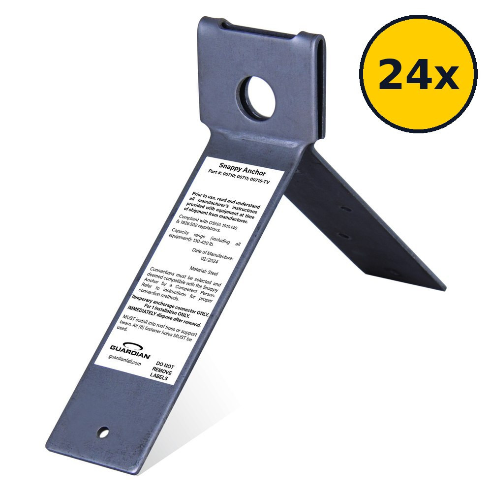 Guardian 00715 Snappy Disposable Roof Anchor, 24-Box Guardian 00715 Snappy disposable roof anchor 24-box shown as one yellow anchor with a 24x quantity badge