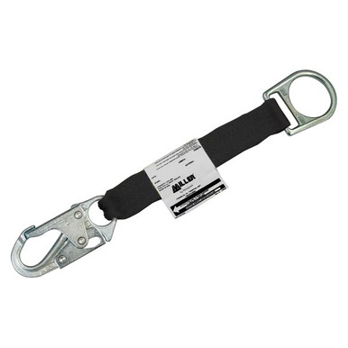 Miller 8928-Z7 18 inch D-ring extension with snap hook and D-ring, black webbing