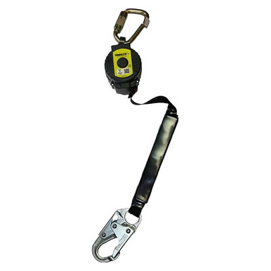 Miller TurboLite+ personal fall limiter MTL-OHW1-07 with aluminum locking snap hook, front view