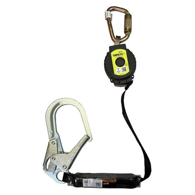 Miller TurboLite+ PFL 6 ft, Aluminum Rebar Hook Miller TurboLite+ personal fall limiter MTL-OHW1-08 with aluminum locking rebar hook, front view