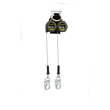 Miller TurboLite+ Edge Twin PFL, Snap Hooks Miller TurboLite+ Edge twin cable personal fall limiter MTL-LEP2-61 with steel locking snap hooks