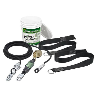 Miller TechLine Temporary Horizontal Lifeline, 60 ft Miller HLLR2-Z7/60FT fall protection anchorage connector