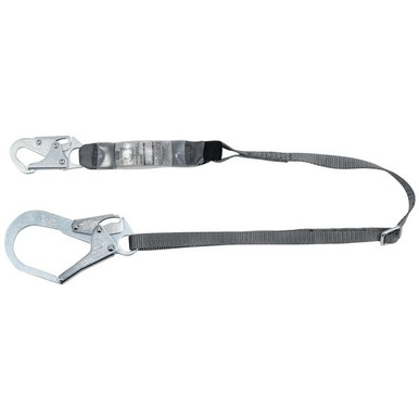 MSA V-SERIES 10191757 6 ft Shock Absorbing Lanyard MSA V-SERIES 10191757 6 ft single leg adjustable shock absorbing lanyard with small and large steel snaphooks