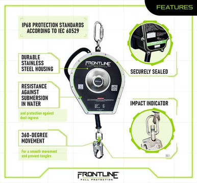 Frontline RSBC Sealed Block Stainless Steel SRL features and key benefits Frontline RSBC Sealed Block Stainless Steel SRL features: IP68 sealed housing, impact indicator, 360-degree swivel hook