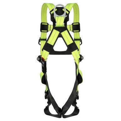DBI-SALA ExoFit X50 Vest Harness, Quick Connect Buckles 1600002M back view showing dorsal D-ring and SRL adapter DBI-SALA ExoFit X50 Vest Harness, Quick Connect Buckles 1600002M back view showing dorsal D-ring and SRL adapter