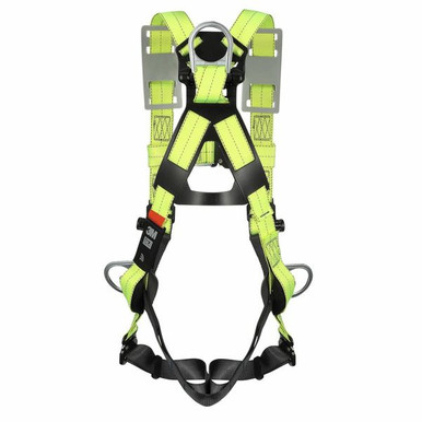 DBI-SALA ExoFit X50 Climbing/Retrieval Vest, QC Buckles 1600036 back view showing dorsal D-ring and SRL adapter DBI-SALA ExoFit X50 Climbing/Retrieval Vest, QC Buckles 1600036 back view showing dorsal D-ring and SRL adapter