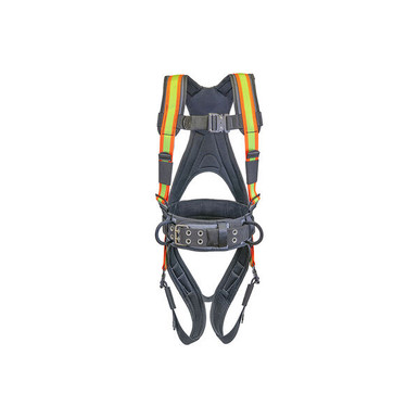 Super Anchor 6101 Deluxe Harness - 4 Colors, 5 Sizes Super Anchor 6101 Deluxe harness Hi-Viz webbing shown in front, side, and back views