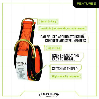 Frontline MPS Cross Arm Strap with Reinforced Webbing Frontline MPS cross arm strap with reinforced polyester webbing and alloy steel D-rings, full product view